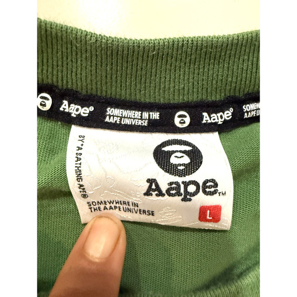 Aape Shirt Mens Large Green Universe Apes Planet Earth Graphic Tee Patch Logos - Picture 4 of 8